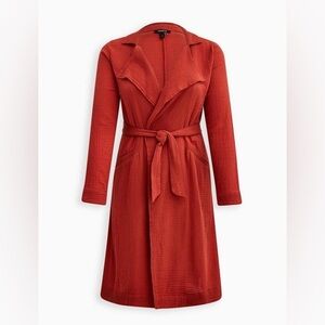 Torrid Light Weight Trench Coat - Pucker Gauze Orange Size 3 (22/22)